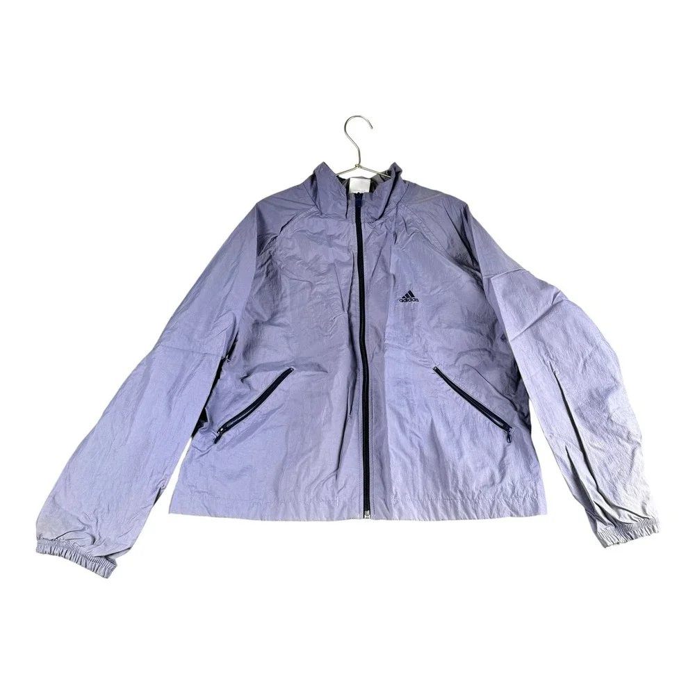 Vintage Adidas Windbreaker Jacket Purple Full Zip Mesh Lined XL 142036  0011‎